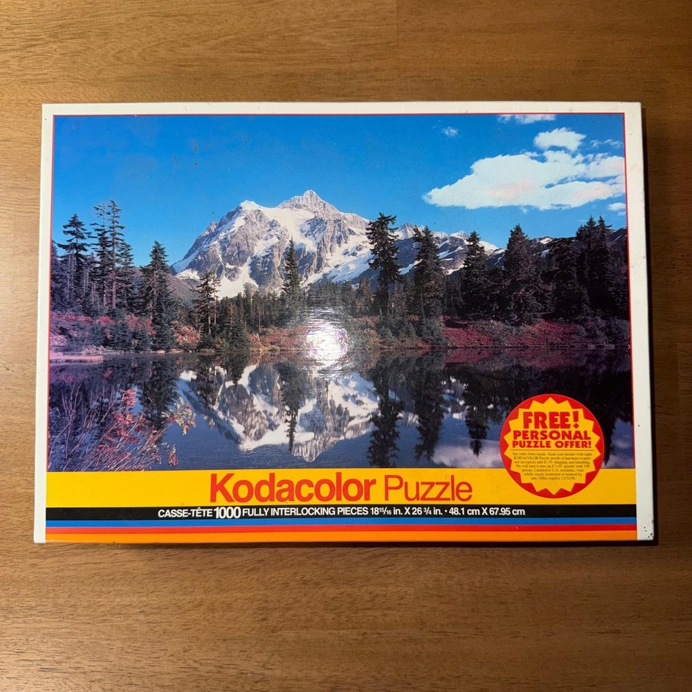 Vintage Kodacolor 1000 Piece Jigsaw Puzzle Mountain Lake Reflection Nature